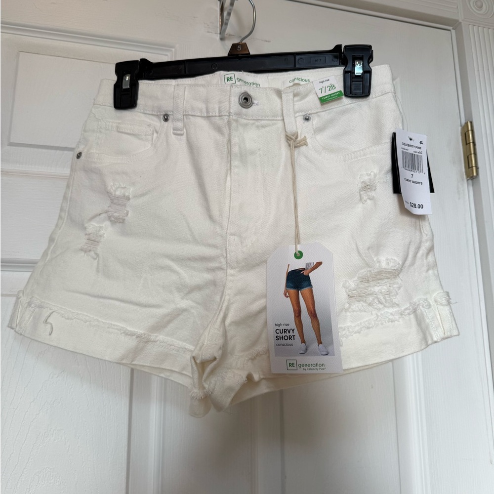 Celebrity Pink Junior’s White Jean Shorts